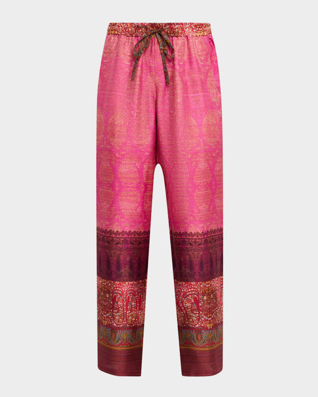 Cropped Floral & Paisley-Print Pants